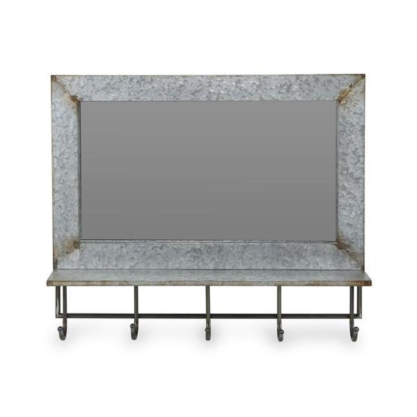 Cheungs Cheungs 5183 Galvanized Frame Mirror with Shelf & Hooks 5183